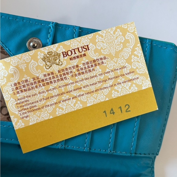 Botusi Long Wallet  PU Leather Turquoise - Picture 6 of 9
